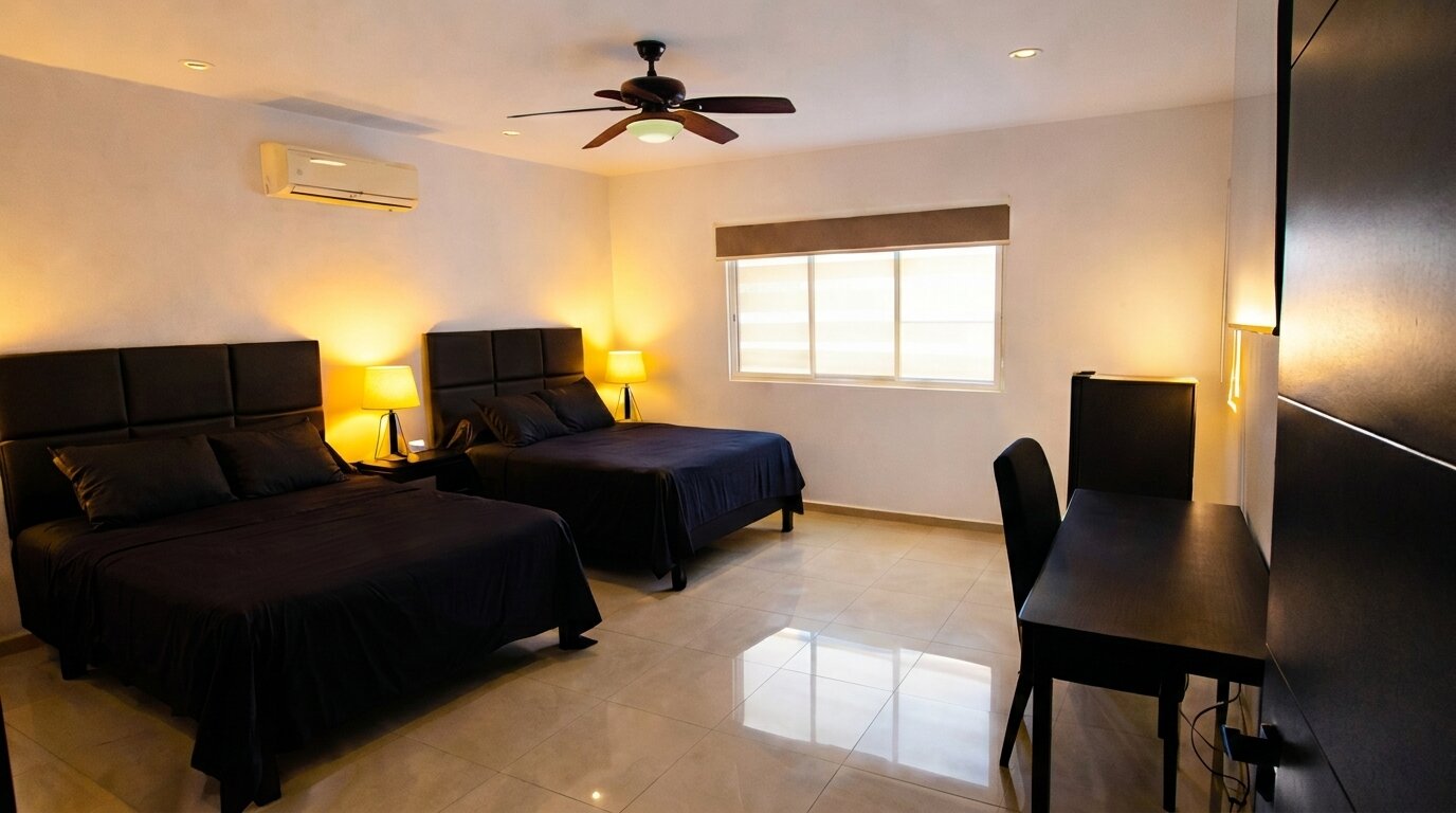 Departamento 57 con 2 camas Queen y Smart TV 90 pulgadas en Montes de Ame, Merida Yucatan - Davish's House Apartments